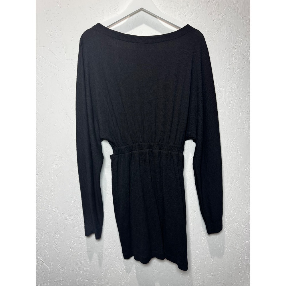 Free People FP Beach Black Cut-Out Mini Dress V-Neck Long Sleeve Medium - Picture 7 of 9